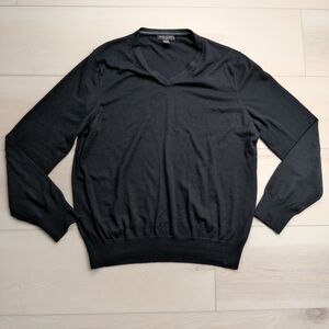 Banana Republic V Neck Sweater Mens XL Luxury Blend Silk Cotton Cashmere Black
